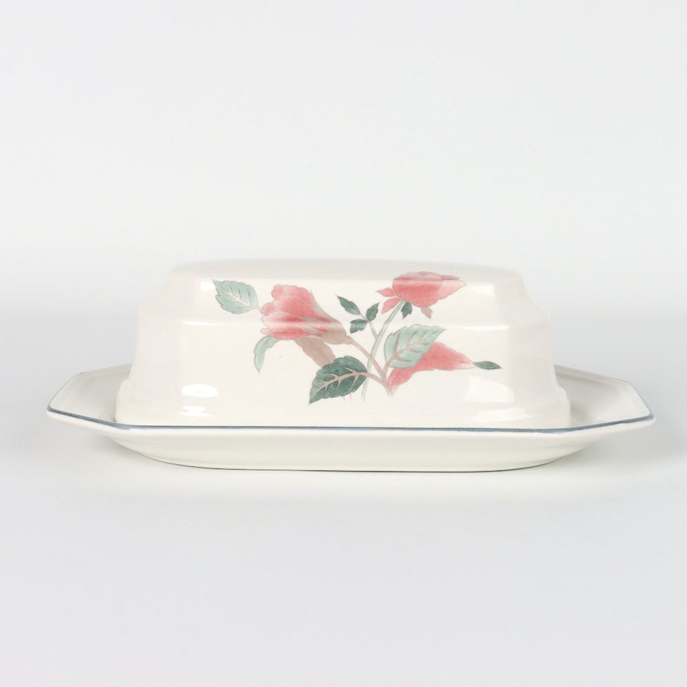 Mikasa Silk Flowers Covered Butter Dish F3003